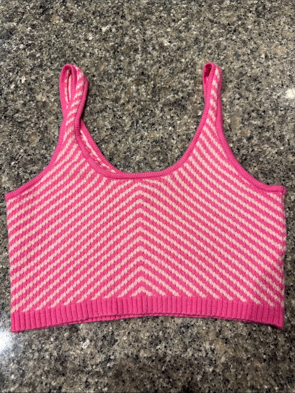 Hello Molly Pink Two-Tone Striped Knit Tank